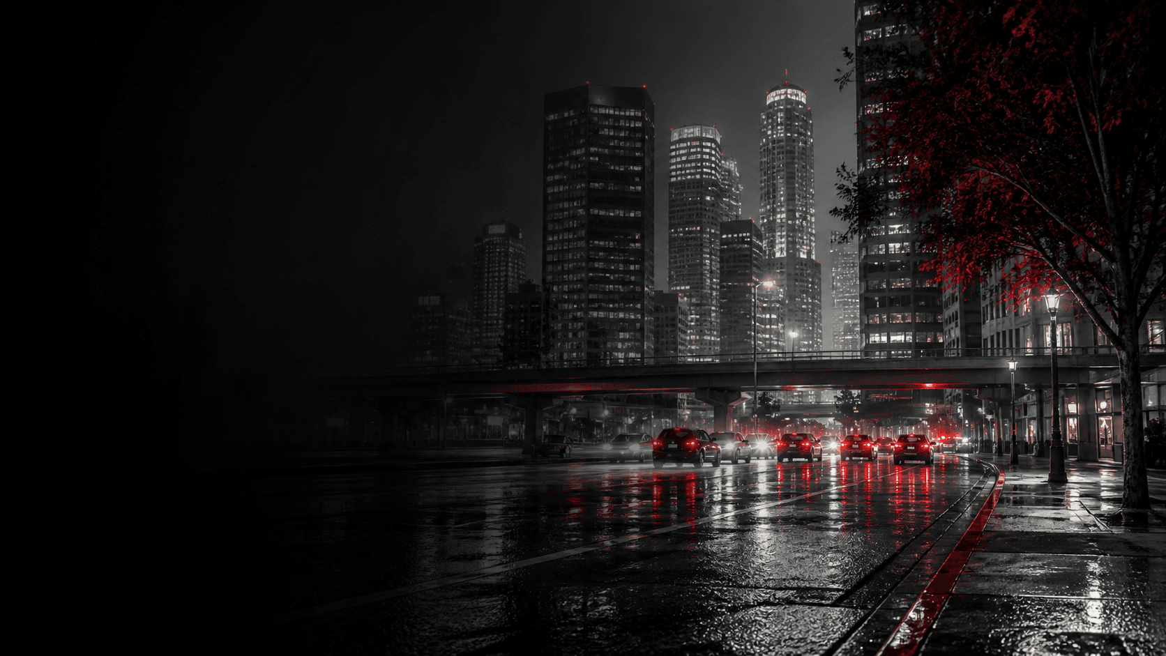 Ночной город Project RP после дождя